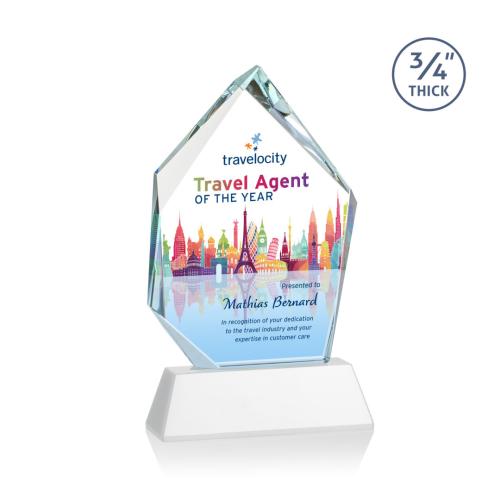 Awards and Trophies - Crystal Awards - Deerhurst Ice Peak Full Color White on Newhaven Peaks Crystal Award