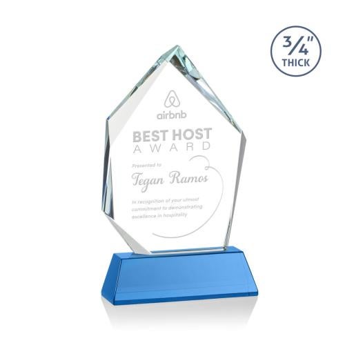 Awards and Trophies - Crystal Awards - Deerhurst Ice Peak Sky Blue on Newhaven Peaks Crystal Award