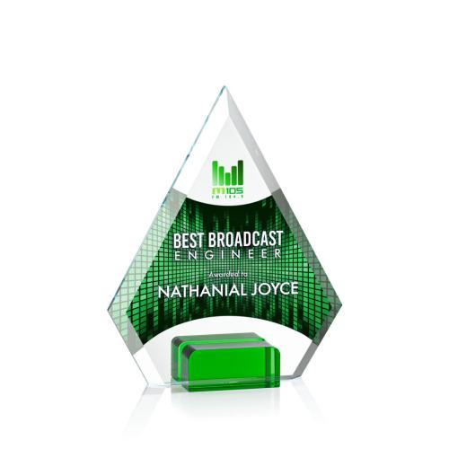 Awards and Trophies - Crystal Awards - Charlotte Full Color Green Diamond Crystal Award