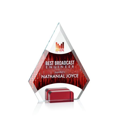 Awards and Trophies - Crystal Awards - Charlotte Full Color Red Diamond Crystal Award