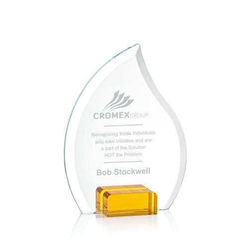 Awards and Trophies - Crystal Awards - Romy Amber Flame Crystal Award
