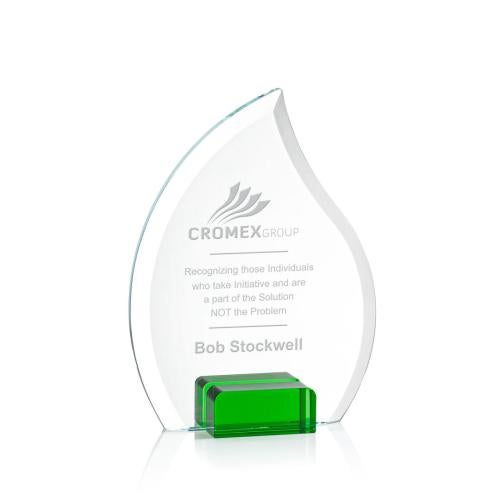 Awards and Trophies - Crystal Awards - Romy Green Flame Crystal Award