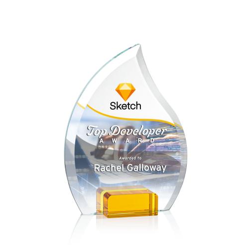 Awards and Trophies - Crystal Awards - Romy Full Color Amber Flame Crystal Award