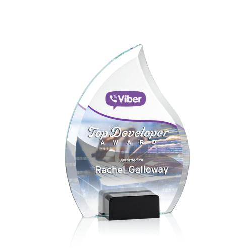 Awards and Trophies - Crystal Awards - Romy Full Color Black Flame Crystal Award