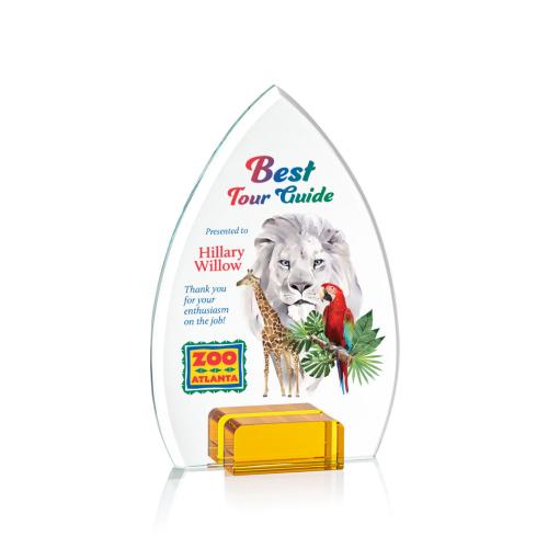 Awards and Trophies - Crystal Awards - Aylin Full Color Amber Peaks Crystal Award