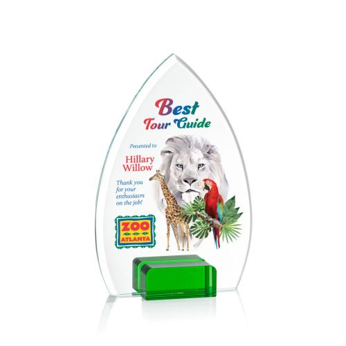 Awards and Trophies - Crystal Awards - Aylin Full Color Green Peaks Crystal Award