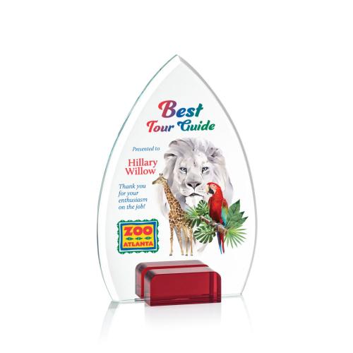 Awards and Trophies - Crystal Awards - Aylin Full Color Red Peaks Crystal Award