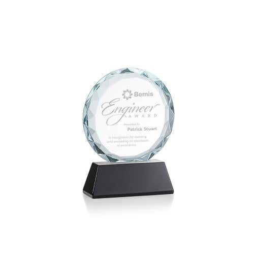 Awards and Trophies - Crystal Awards - Stratford Black Circle Crystal Award