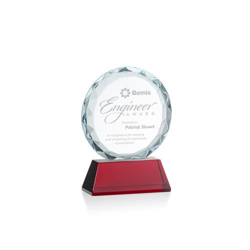 Awards and Trophies - Crystal Awards - Stratford Red Circle Crystal Award