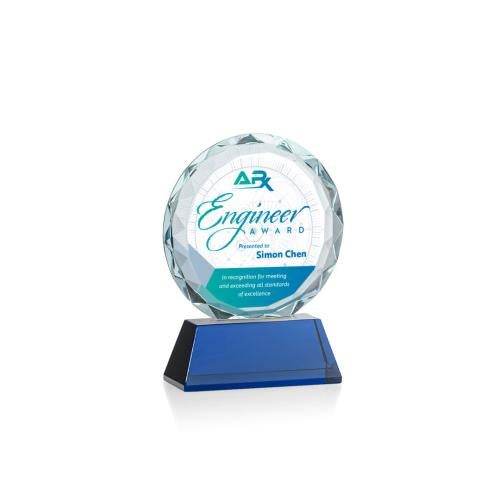 Awards and Trophies - Crystal Awards - Stratford Full Color Blue Circle Crystal Award