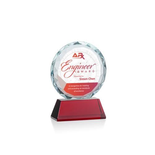 Awards and Trophies - Crystal Awards - Stratford Full Color Red Circle Crystal Award