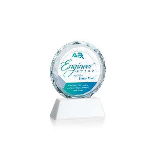 Awards and Trophies - Crystal Awards - Stratford Full Color White Circle Crystal Award