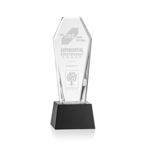 Awards and Trophies - Crystal Awards - Romford Towers on Base- Black Crystal Award