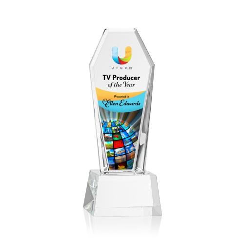 Awards and Trophies - Crystal Awards - Romford Full Color Clear on Base Towers Crystal Award
