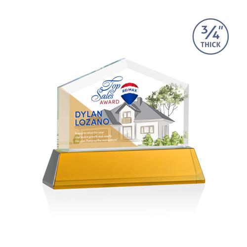 Awards and Trophies - Crystal Awards - Micasa Full Color Amber on Newhaven Peaks Crystal Award