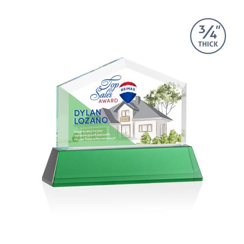 Awards and Trophies - Crystal Awards - Micasa Full Color Green on Newhaven Peaks Crystal Award