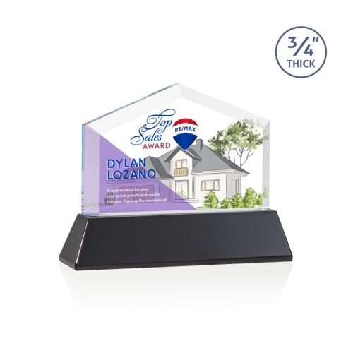 Awards and Trophies - Crystal Awards - Micasa Full Color Black on Newhaven Peaks Crystal Award