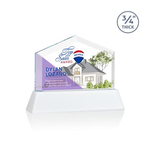 Awards and Trophies - Crystal Awards - Micasa Full Color White on Newhaven Peaks Crystal Award
