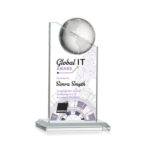 Awards and Trophies - Crystal Awards - Arden Full Color  Optical Globe Crystal Award