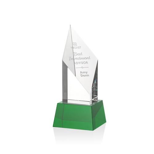 Awards and Trophies - Crystal Awards - Vertex Green on Base Diamond Crystal Award