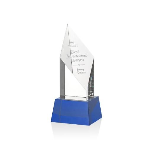 Awards and Trophies - Crystal Awards - Vertex Blue on Base Diamond Crystal Award