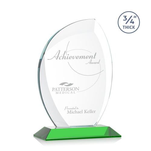 Awards and Trophies - Crystal Awards - Wichita Green Flame Crystal Award