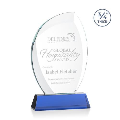Awards and Trophies - Crystal Awards - Wichita Blue on Newhaven Base Flame Crystal Award