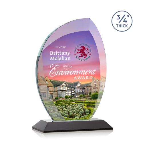 Awards and Trophies - Crystal Awards - Wichita Full Color Black Flame Crystal Award