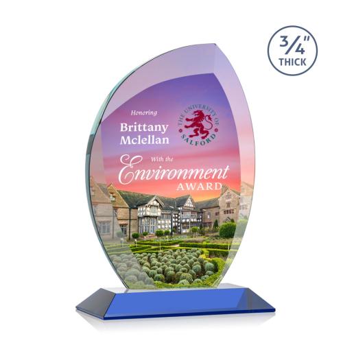 Awards and Trophies - Crystal Awards - Wichita Full Color Blue Flame Crystal Award