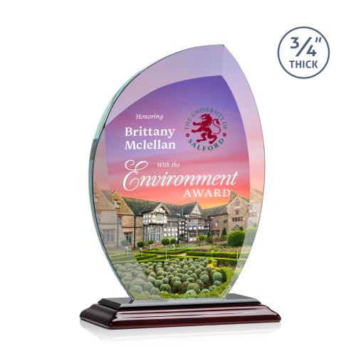 Awards and Trophies - Crystal Awards - Wichita Full Color Rosewood Flame Crystal Award