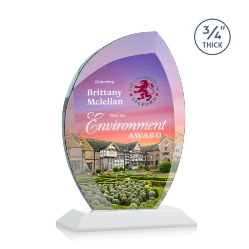 Awards and Trophies - Crystal Awards - Wichita Full Color White Flame Crystal Award