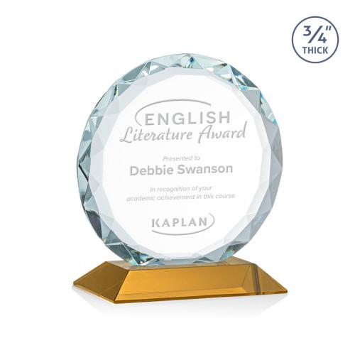 Awards and Trophies - Crystal Awards - Centura Amber Circle Crystal Award