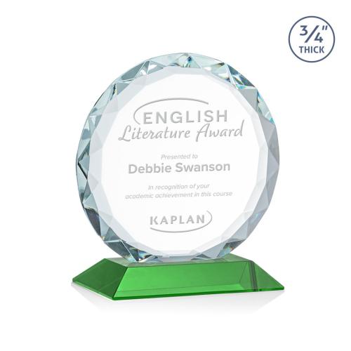 Awards and Trophies - Crystal Awards - Centura Green Circle Crystal Award