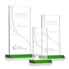 Employee Gifts - Keane Liquid Green  Rectangle Crystal Award