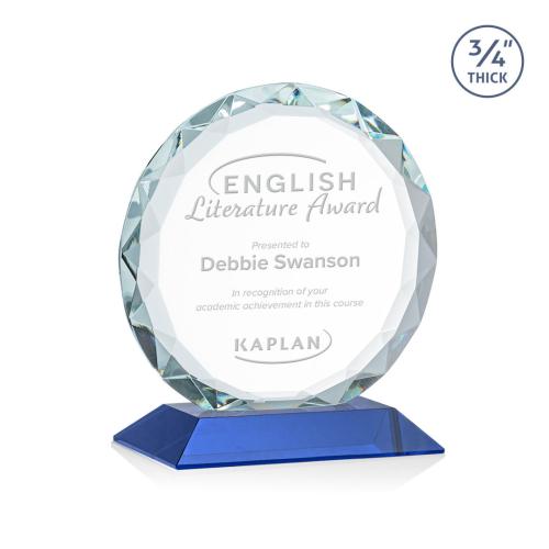 Awards and Trophies - Crystal Awards - Centura Blue Circle Crystal Award