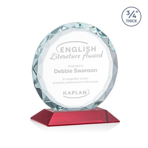 Awards and Trophies - Crystal Awards - Centura Red Circle Crystal Award