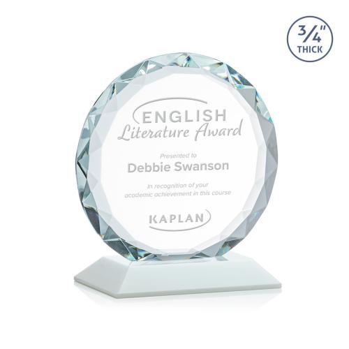Awards and Trophies - Crystal Awards - Centura White Circle Crystal Award
