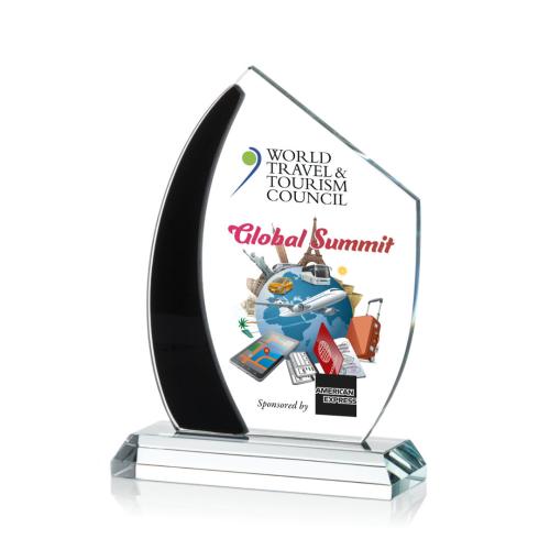Awards and Trophies - Crystal Awards - Hausner Full Color Black Peaks Crystal Award