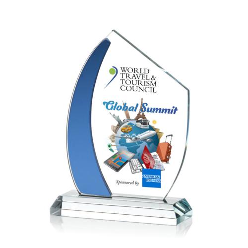 Awards and Trophies - Crystal Awards - Hausner Full Color Blue Peaks Crystal Award