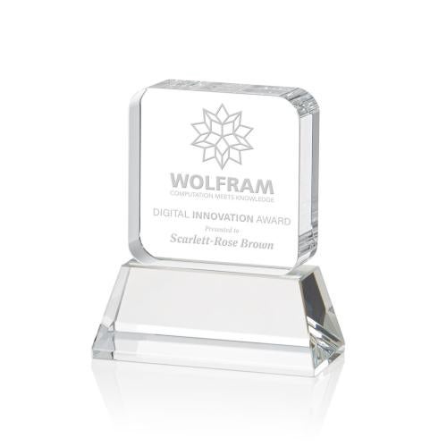 Awards and Trophies - Crystal Awards - Flamborough Clear on Base Square / Cube Crystal Award