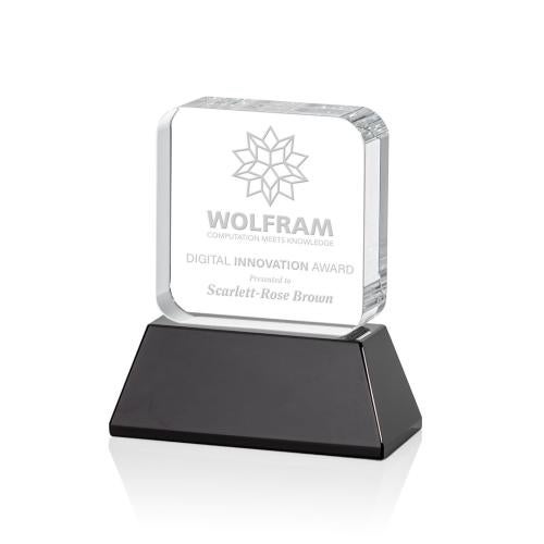 Awards and Trophies - Crystal Awards - Flamborough Black on Base Square / Cube Crystal Award