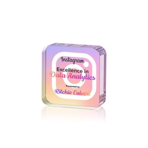 Awards and Trophies - Crystal Awards - Flamborough Full Color Square / Cube Crystal Award