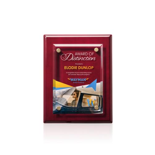 Awards and Trophies - Plaque Awards - Full Color Plaques - Caledon Full Color Plaque - Rosewood/Gold