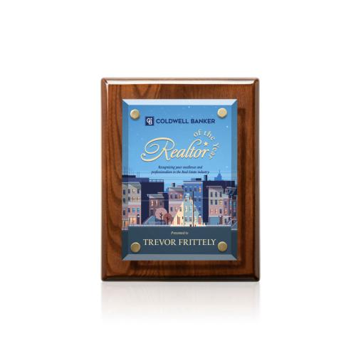 Awards and Trophies - Plaque Awards - Full Color Plaques - Caledon Full Color Plaque - Walnut/Gold