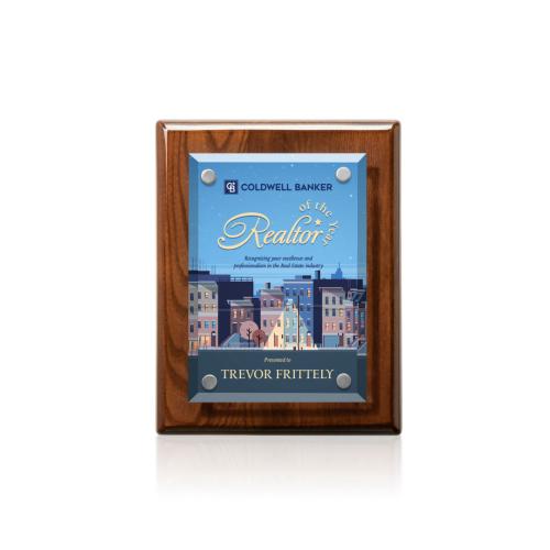 Awards and Trophies - Plaque Awards - Full Color Plaques - Caledon Full Color Plaque - Walnut/Silver