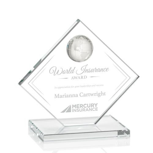 Awards and Trophies - Crystal Awards - Ferrand Globe Clear Diamond Crystal Award