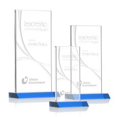 Employee Gifts - Keane Liquid Sky Blue Rectangle Crystal Award