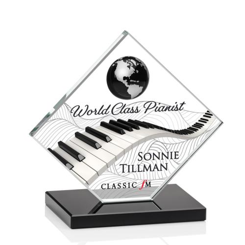 Awards and Trophies - Crystal Awards - Ferrand Full Color Black/Silver Diamond Crystal Award