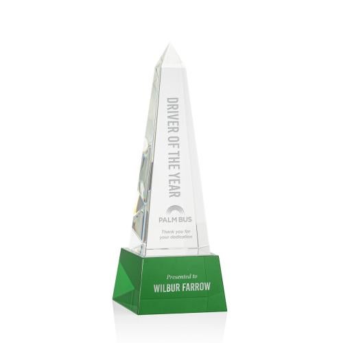 Awards and Trophies - Crystal Awards - Master Obelisk on Base - Green