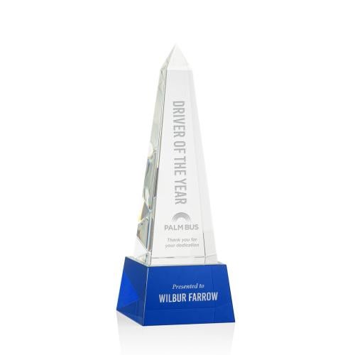 Awards and Trophies - Crystal Awards - Master Obelisk on Base - Blue